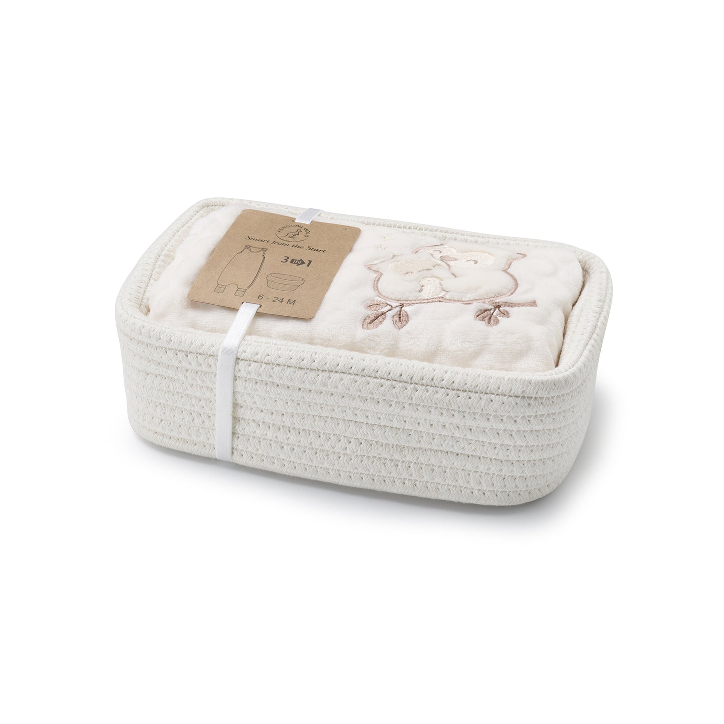Kenguru Gold Gift Basket; Sleeping bag TOG2, "Popcorn-owl", 4-8m
