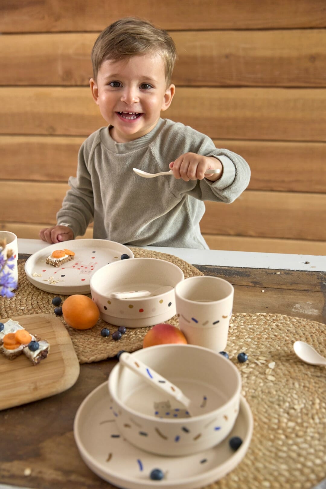 Lässig Tableware Set PP/cellulose Little Mateys blue (Plate, Bowl, Cup, Spoon)