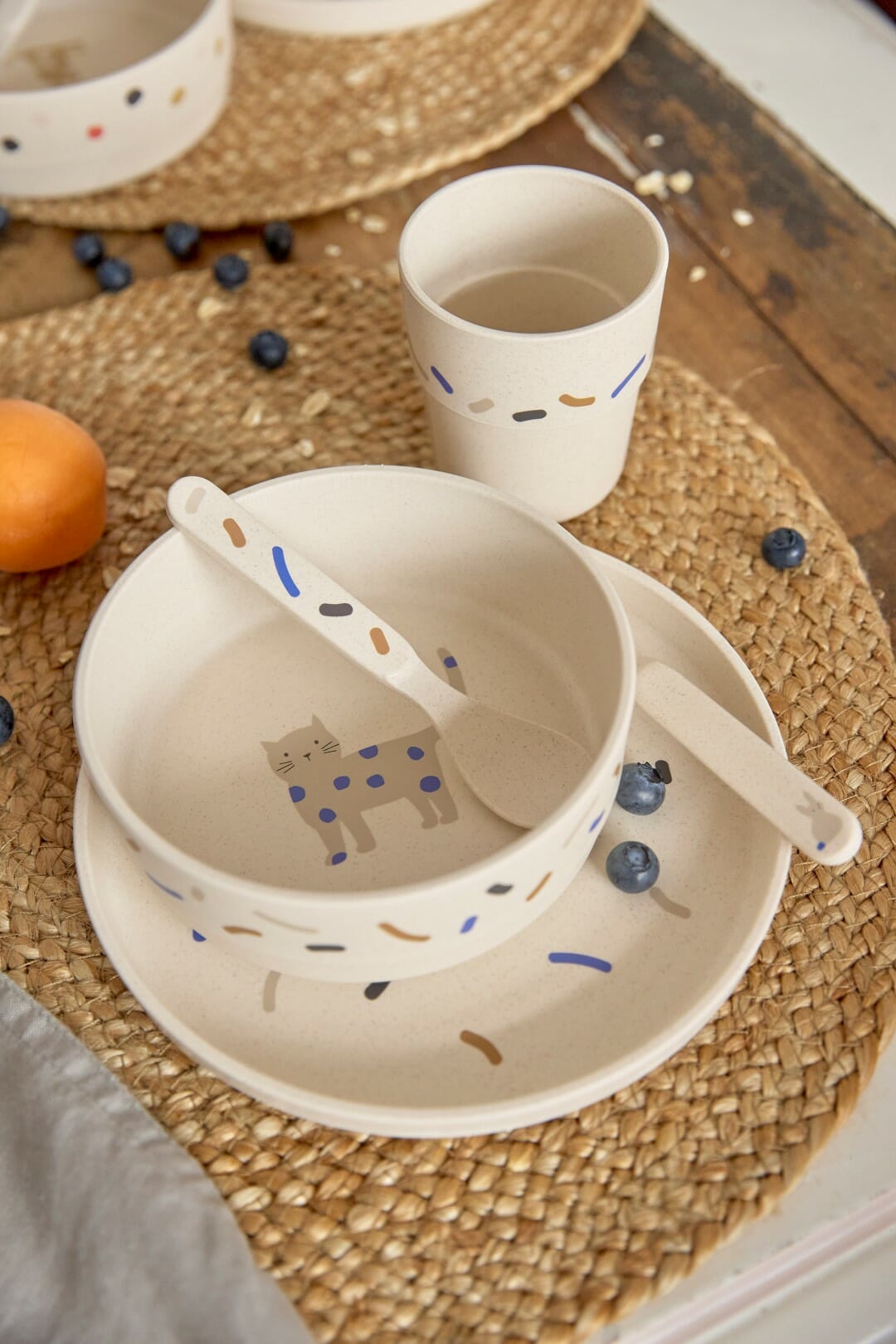 Lässig Tableware Set PP/cellulose Little Mateys blue (Plate, Bowl, Cup, Spoon)