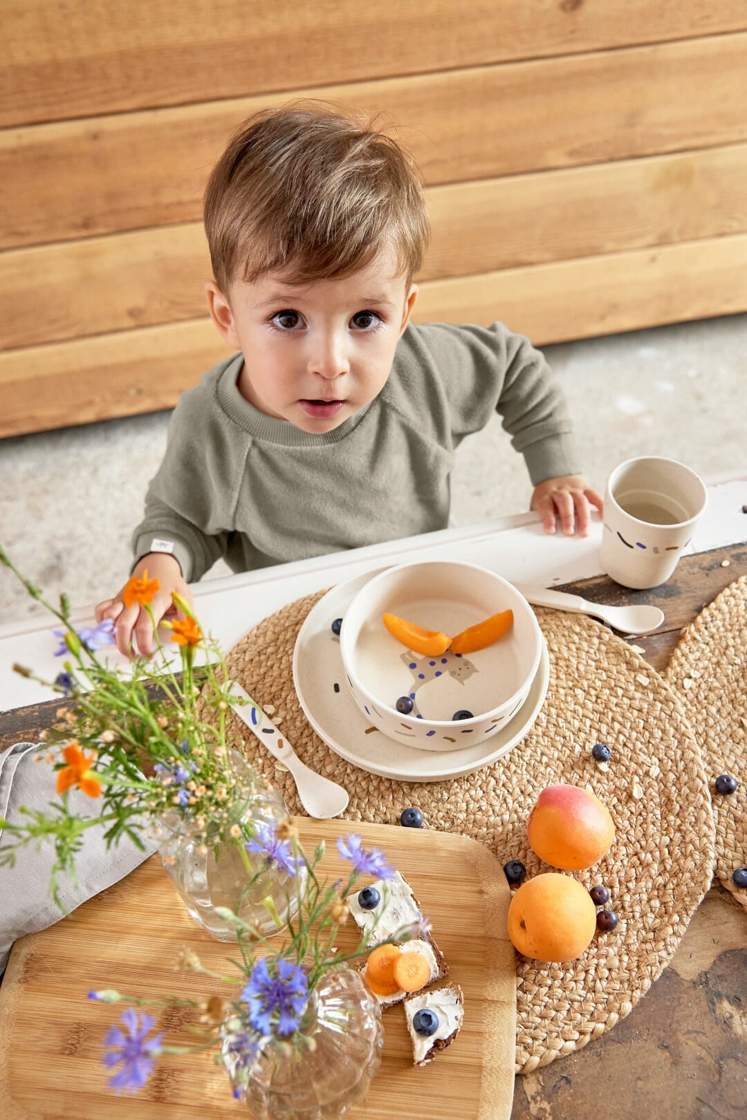 Lässig Tableware Set PP/cellulose Little Mateys blue (Plate, Bowl, Cup, Spoon)