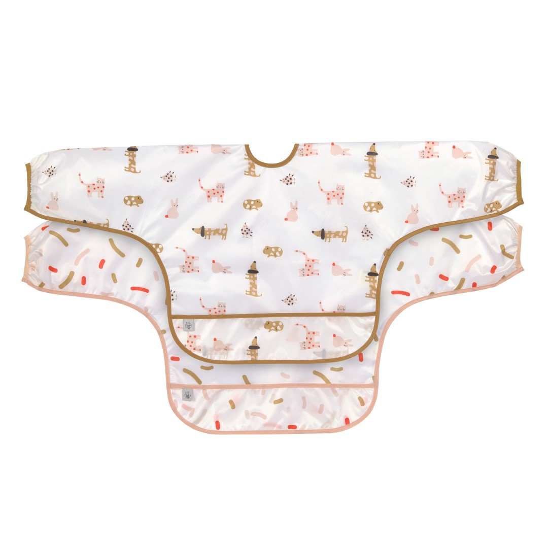 Lässig Bib with long sleeves 2 pcs Little Mateys orange 6-24 months.