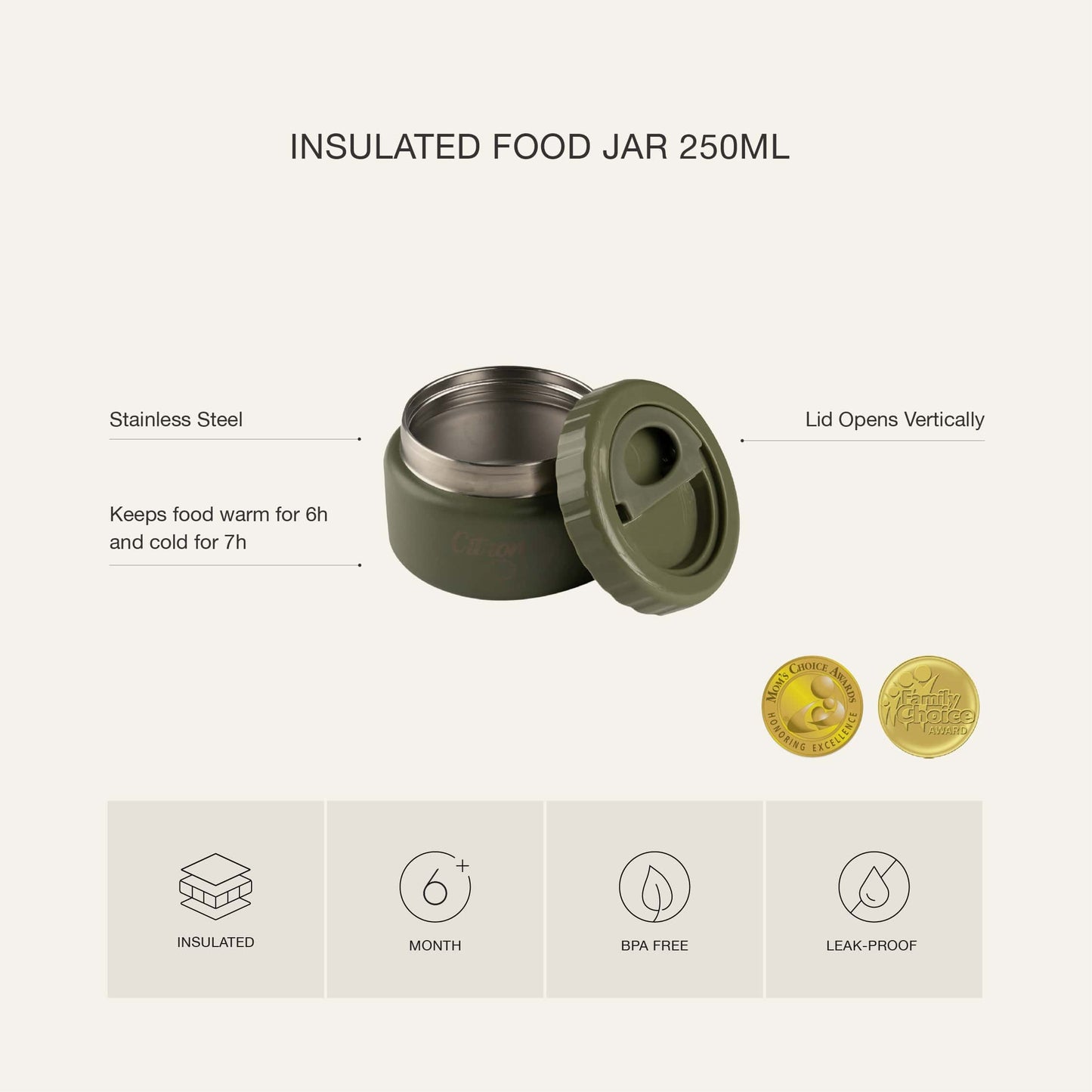 Citron Thermo food container small 250 ml Brown