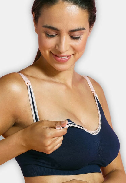 Carriwell Seamless Maternity and Nursing Bra - Original, Deluxe - Blue, L