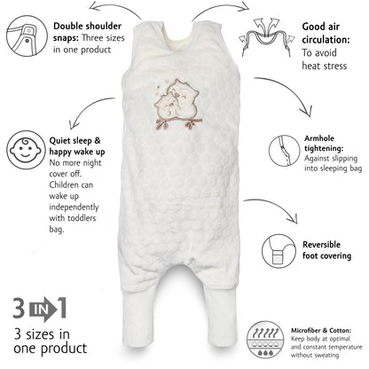 Kenguru Gold Sleeping bag with legs TOG2, "Popcorn-owl", 6-24m