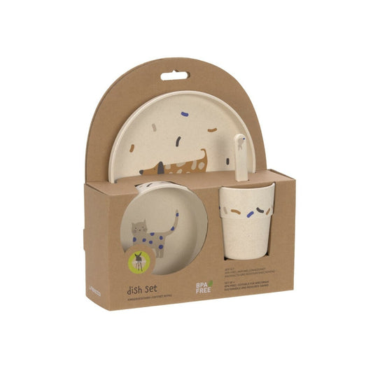 Lässig Tableware Set PP/cellulose Little Mateys blue (Plate, Bowl, Cup, Spoon)