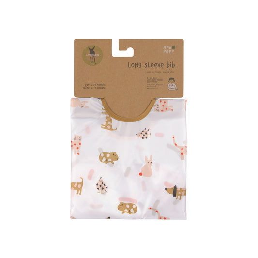 Lässig Bib with long sleeves 2 pcs Little Mateys orange 6-24 months.
