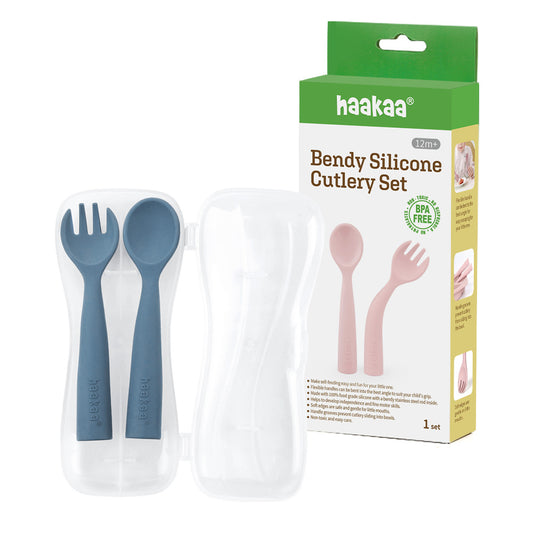 Flexible silicone cutlery - blue