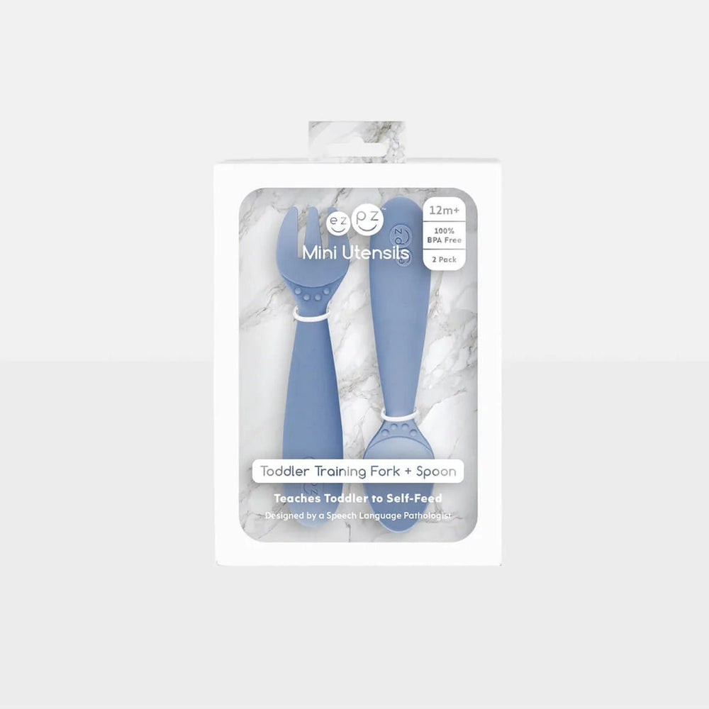 ezpz Mini Utensils – Dječja vilica i žlica za samostalno hranjenje - Patkica.eu