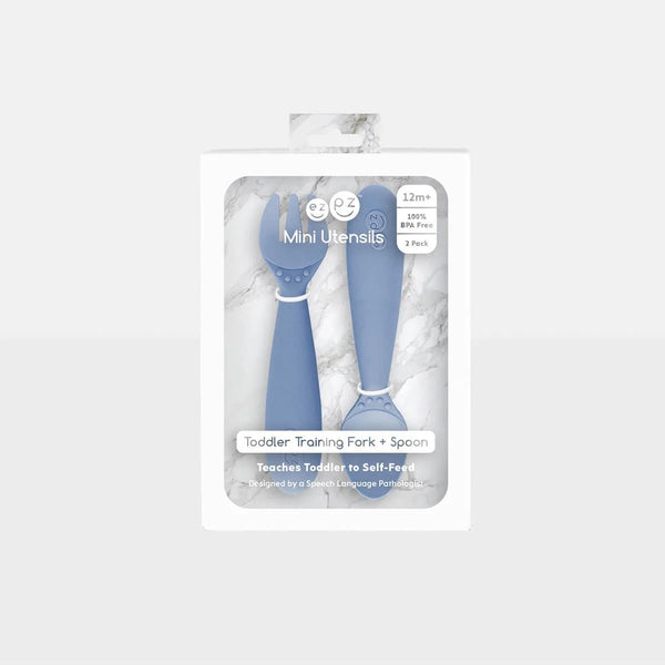 ezpz Mini Utensils – Dječja vilica i žlica za samostalno hranjenje - Patkica.eu