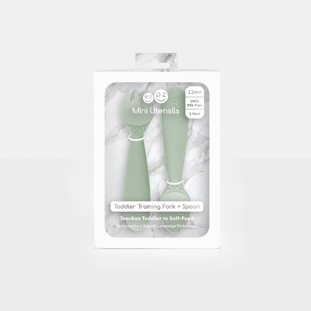 ezpz Mini Utensils – Dječja vilica i žlica za samostalno hranjenje - Patkica.eu