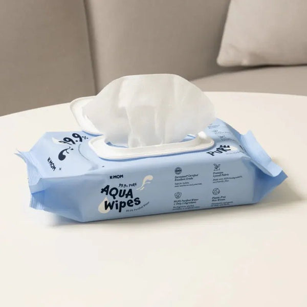 K-MOM 99.9% Pure Aqua Wipes vlažne maramice, 100%biorazgradive - Patkica.eu