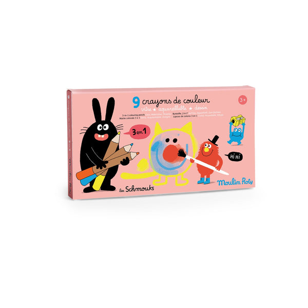 Moulin Roty 3 u 1 bojice Les Schmouks 9 komada - Patkica.eu