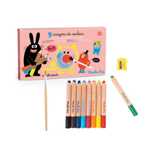 Moulin Roty 3 u 1 bojice Les Schmouks 9 komada - Patkica.eu
