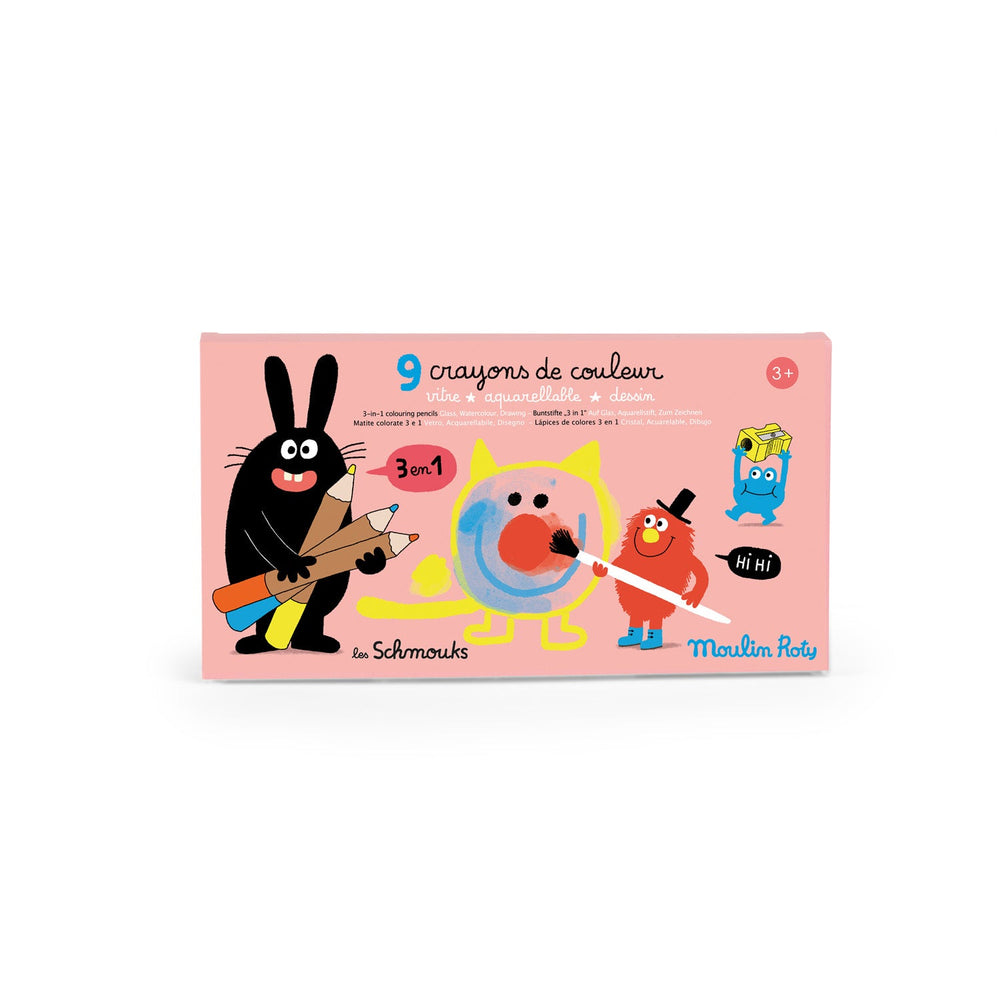 Moulin Roty 3 u 1 bojice Les Schmouks 9 komada - Patkica.eu