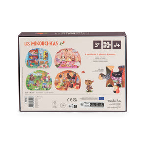 Moulin Roty mini puzzle A Perfect Day Les Minouchkas 4 x 12 dijelova - Patkica.eu