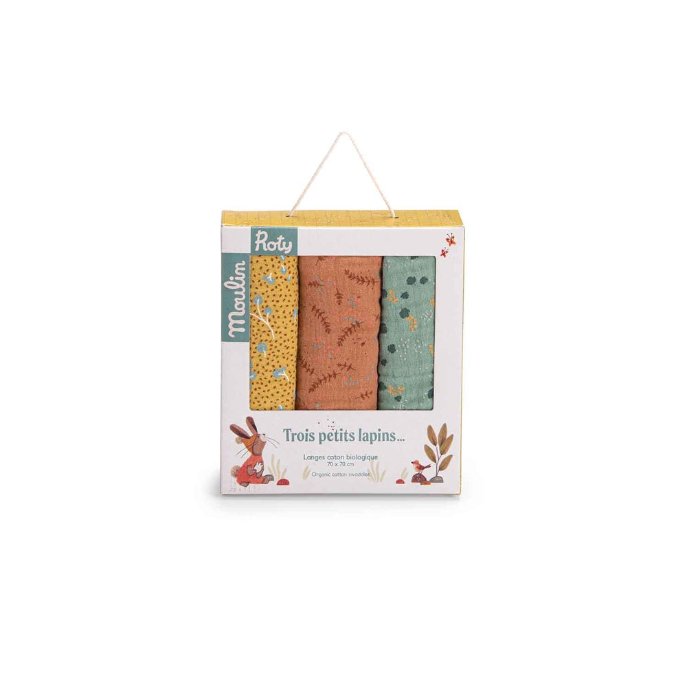 Moulin Roty set od 3 muslin tetra pelene Trois Petits Lapins - Patkica.eu