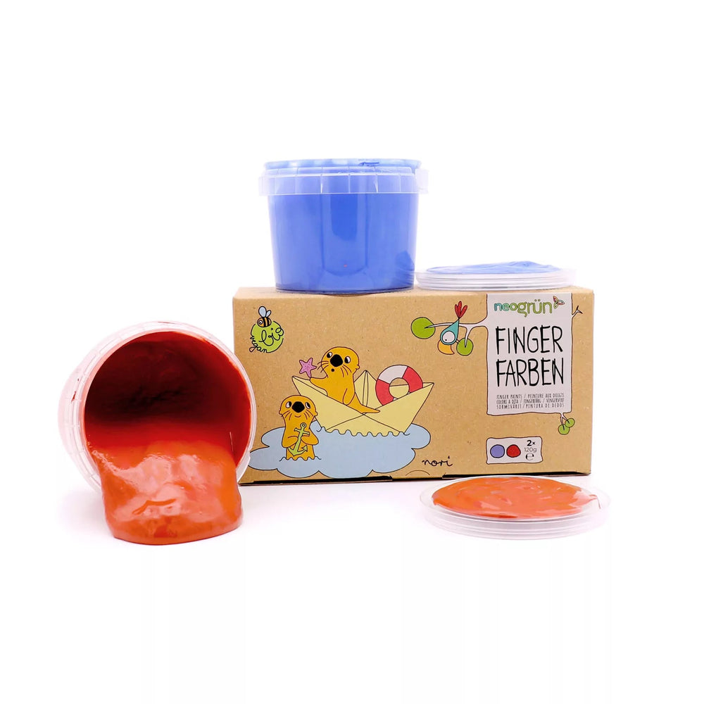 Neogrün Set “Nori” – prirodne veganske boje za prste (2 × 120 g, plava/crvena) - Patkica.eu