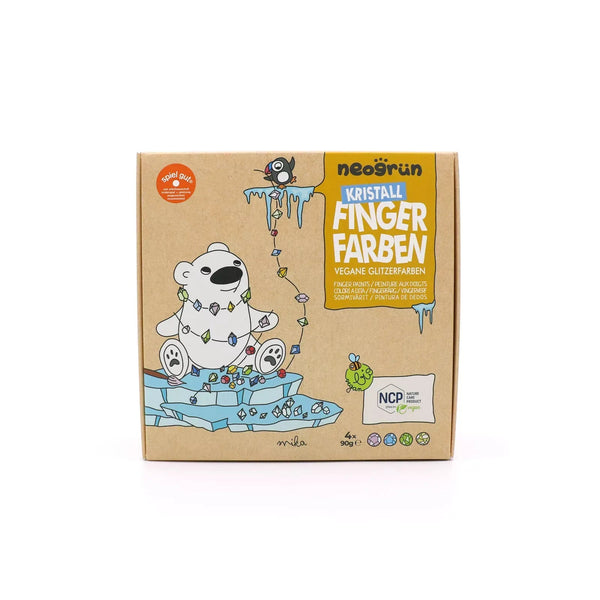 Neogrün Crystal “Mika” – veganske glitter boje za prste (4 × 90 g) - Patkica.eu