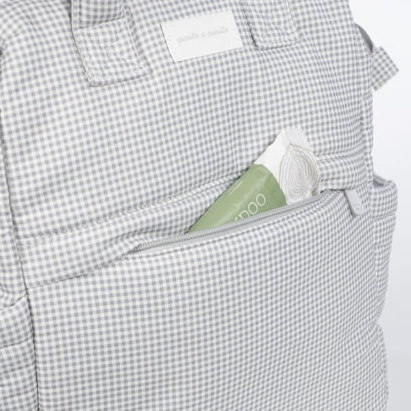 Pasito a Pasito ruksak za prematanje Little Bloom Vichy Grey - Patkica.eu